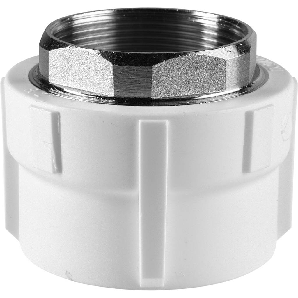 Муфта комбинированная Политэк 63x2 под шестигранник внутр. резьба для полипропиленовых труб под сварку (цвет белый), 9100006302