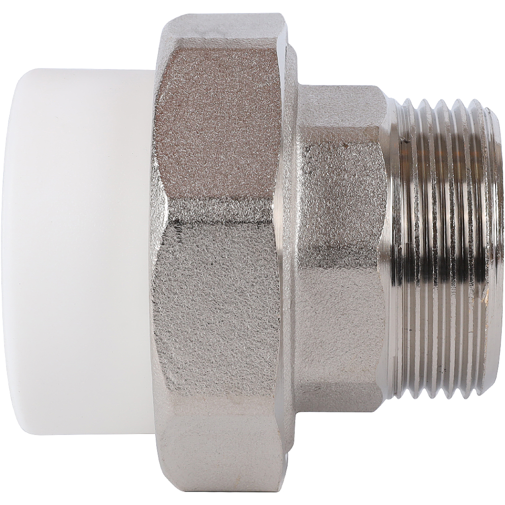 Муфта разъемная Политэк 40х1 1/4 с наружной резьбой для полипропиленовых труб под сварку (цвет белый), 7000240114