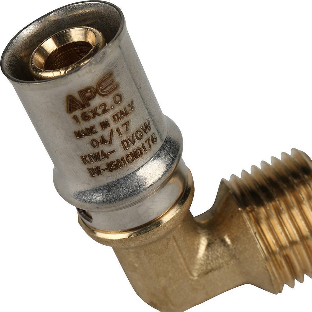 Угольник-переходник STOUT с наружной резьбой 1/2 х16 для металлопластиковых труб прессовой, SFP-0011-001216