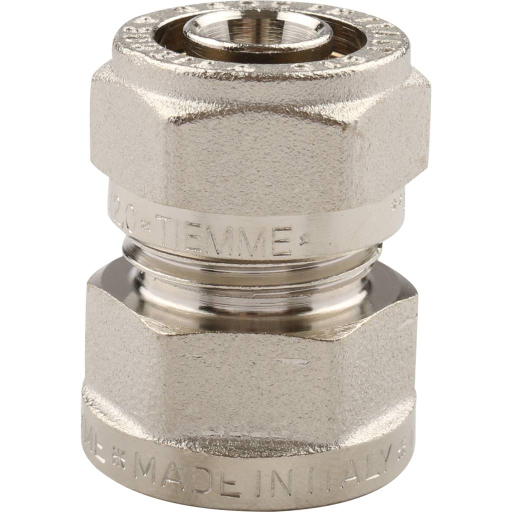 Муфта TIEMME с внутренней резьбой (16х2.0х1/2) для металлопластиковых труб винтовой, 1600004