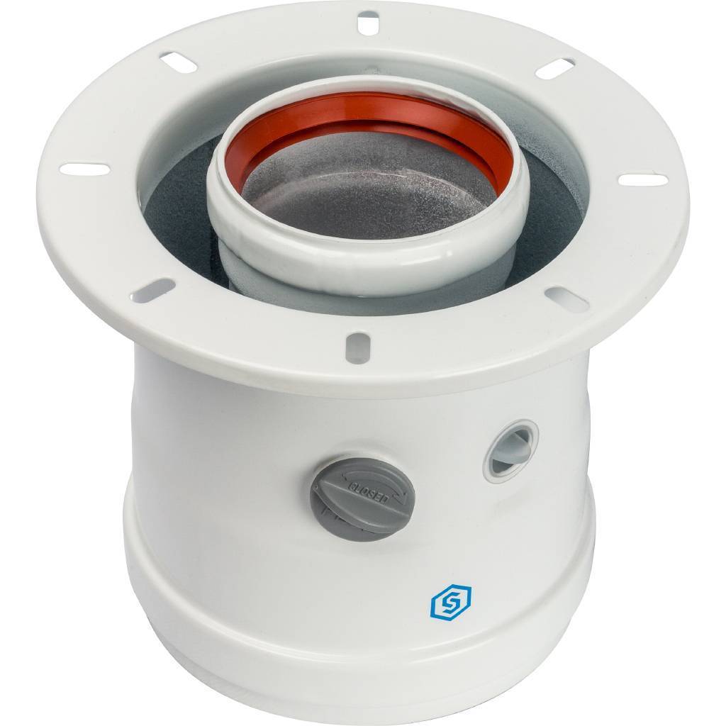 *SCA-6010-240100 STOUT Элемент дымохода DN60/100 адаптер для котла вертикальный коаксиальный (совместимый с Bosch, Buderus)(с логотипом), SCA-6010-240100