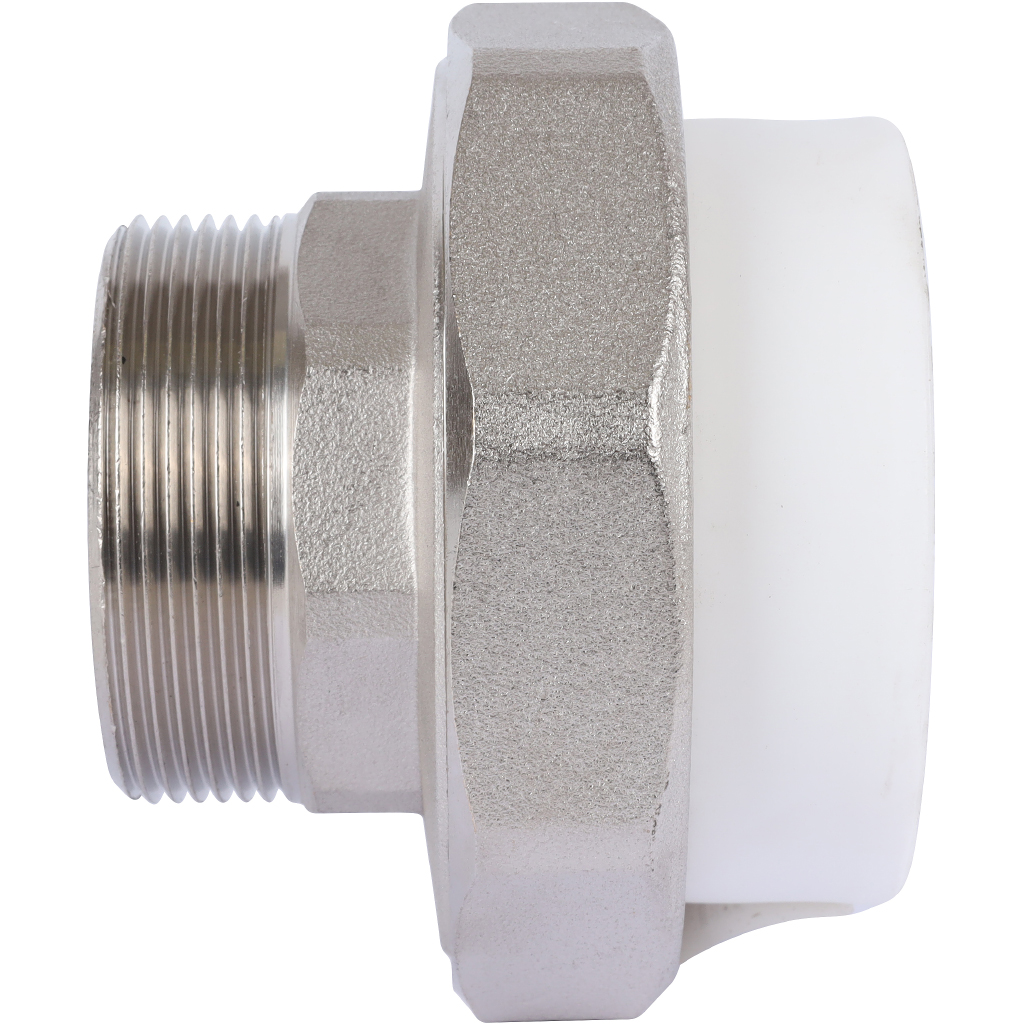 Муфта разъемная Политэк 63х2 с наружной резьбой для полипропиленовых труб под сварку (цвет белый), 7000263002