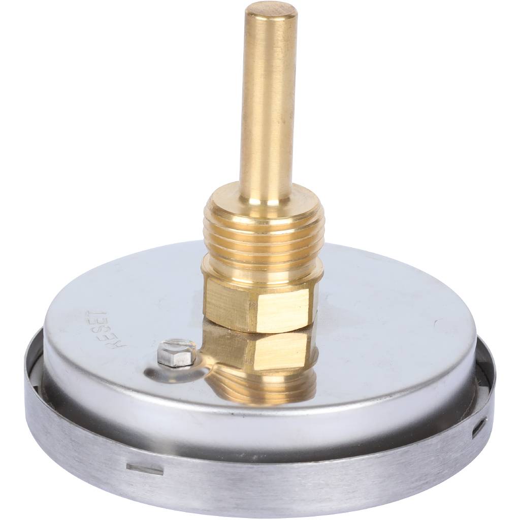 Термометр биметаллический погружной РОСМА 80 мм c гильзой 120 градусов 1/2 осевой шток 46х6 мм БТ-41.211