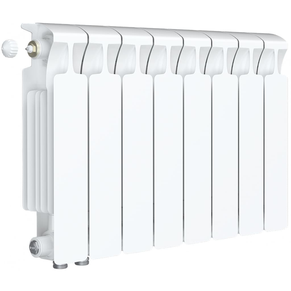 Радиатор биметаллический RIFAR MONOLIT VENTIL 350 MVR 9 секций нижнее правое подключение (белый RAL 9016), 3RM35.VR-9