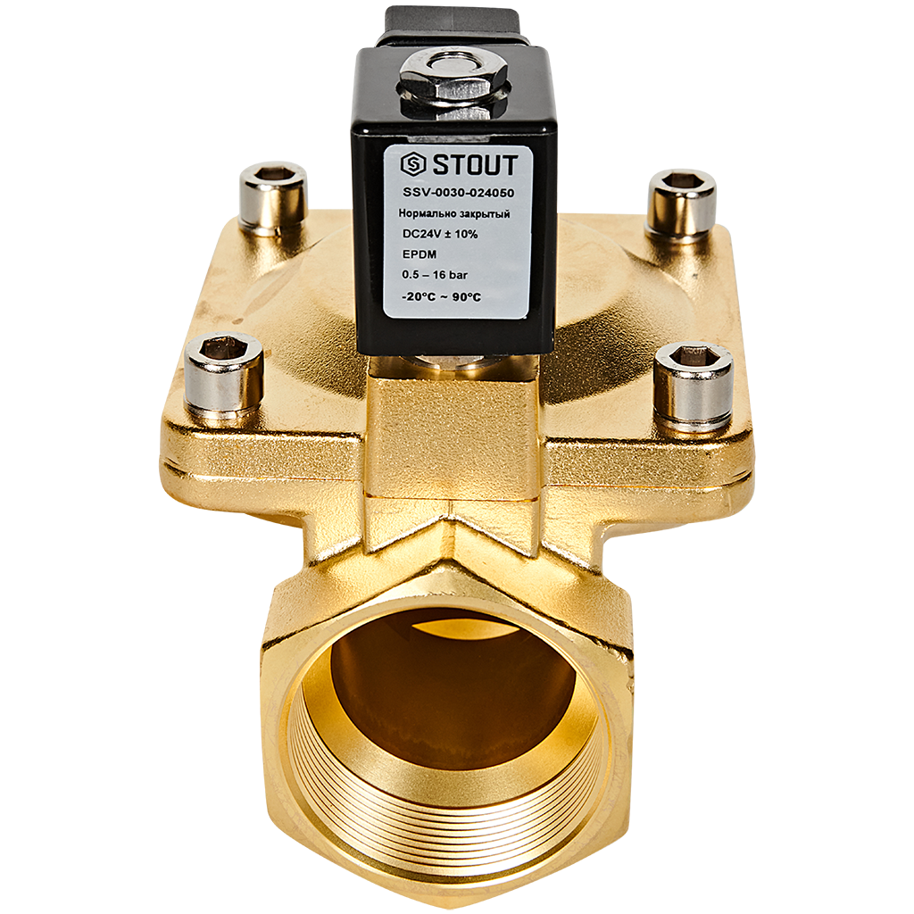 Клапан соленоидный (электромагнитный) STOUT непрямого (пилотного) действия НЗ 24В G2 SSV-0030-024050