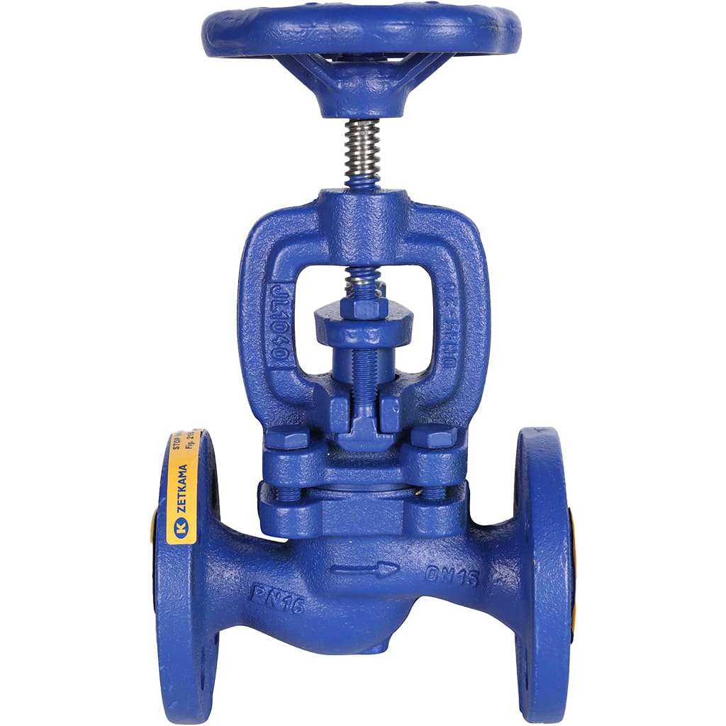 Клапан запорный ZETKAMA 215A Ду15 Ру16 фланцевый из чугуна, 215A015C00