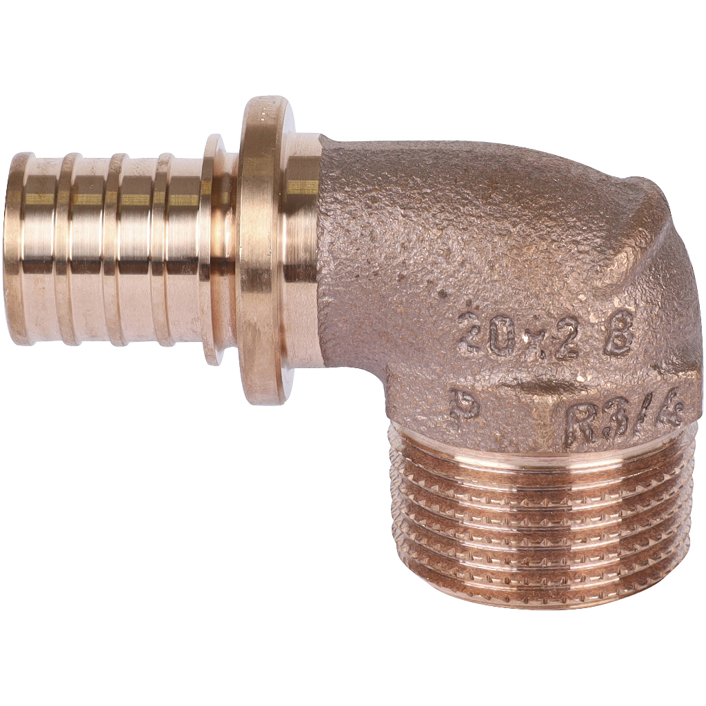 Угольник-переходник РЕХАУ RAUTITANс наружной резьбой 20-R 3/4 RX+ для труб из сшитого полиэтилена аксиальный, 14563491001