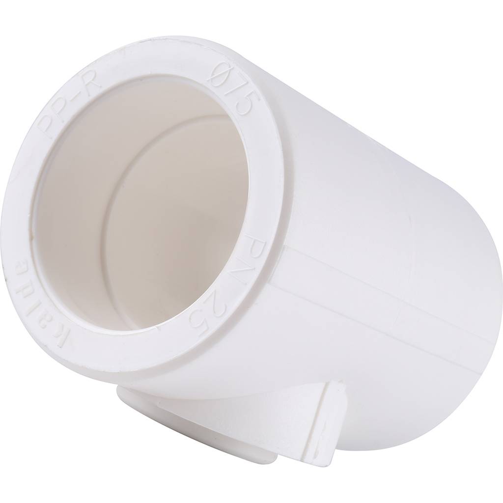 Тройник переходной Kalde 75х40х75 для полипропиленовых труб под сварку (цвет белый), 3212-tio-754075