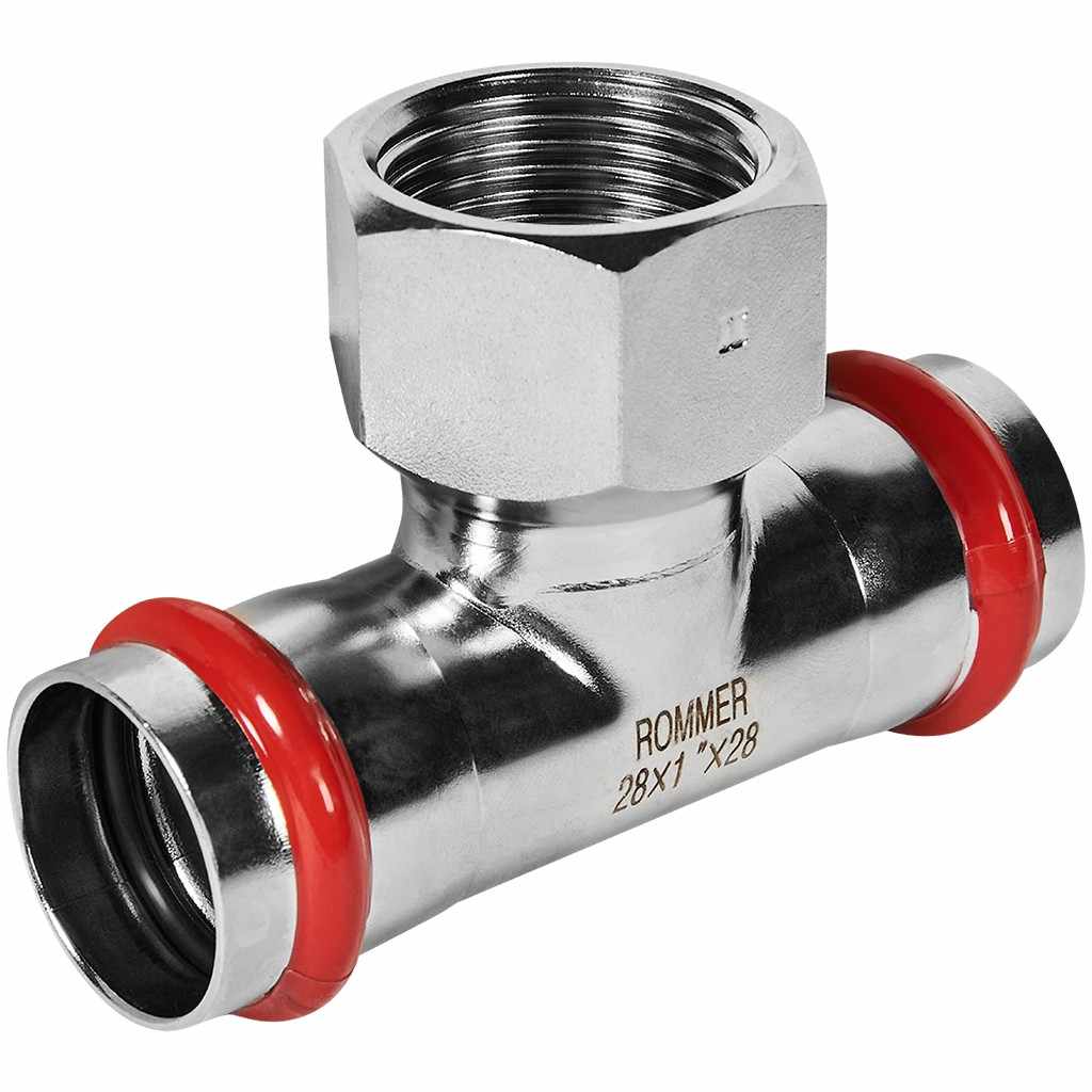 Тройник-Переходник ROMMER ВПр-ВР, 28х1, из нержавеющей стали прессовой, RSS-1015-000281