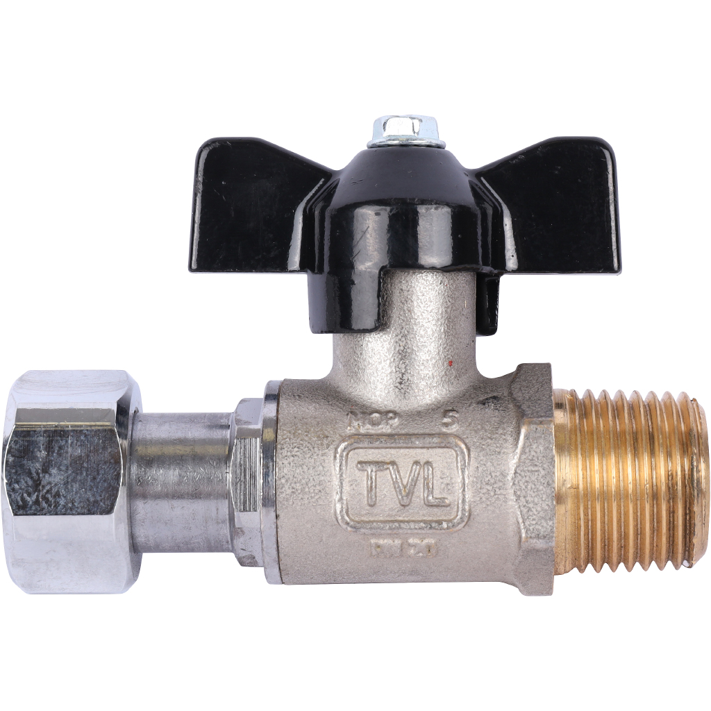 Кран шаровой STOUT 1/2x1/2 с накидной гайкой, НР/накидная гайка, ручка бабочка, SVB-1009-000015