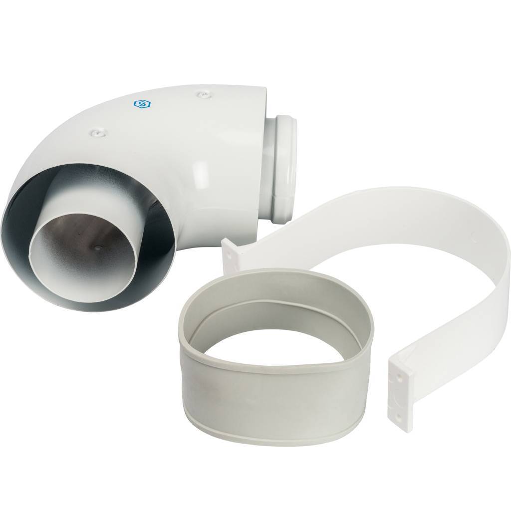 *SCA-6010-000090 STOUT Элемент дымохода отвод коаксиальный 90°  DN60/100, п/м уплотнения и хомут в комплекте (с логотипом), SCA-6010-000090