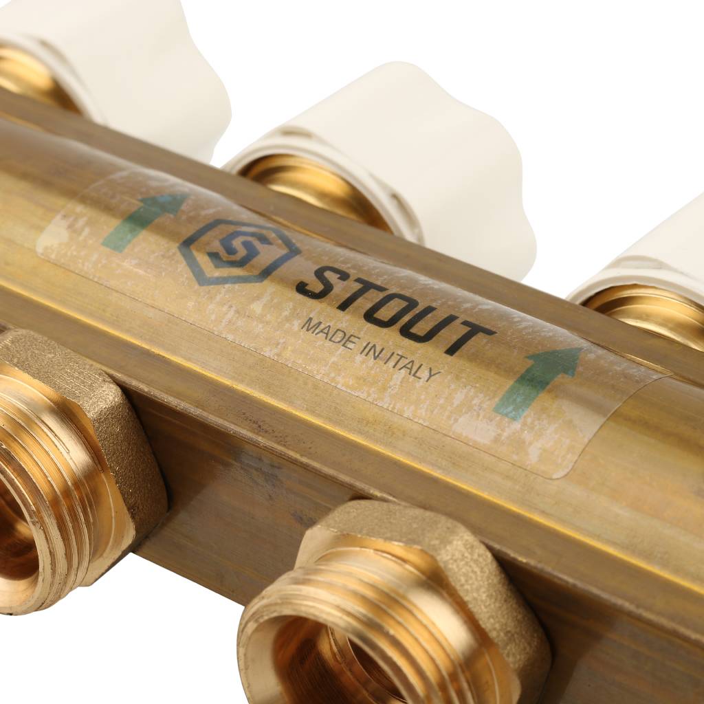 Распределительный коллектор из латуни с расходомерами STOUT 8 выходов, SMB 0473 000008