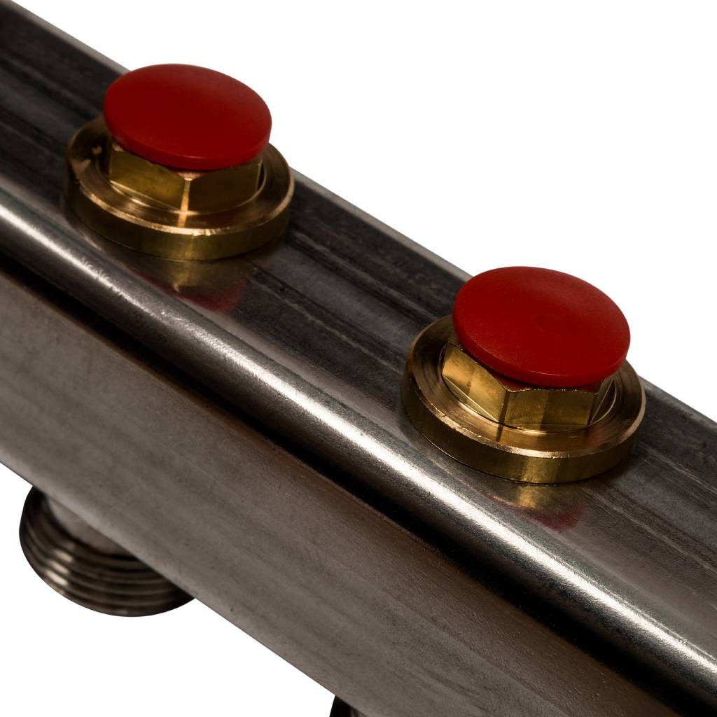 Коллектор из нержавеющей стали без расходомеров, с клапаном вып. воздуха и сливом STOUT 5 выходов, SMS-0932-000005