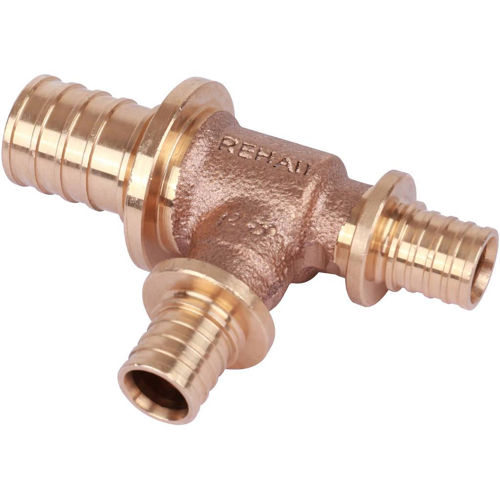 Тройник РЕХАУ RAUTITAN PLATINUM с уменьшенным боковым и торцевым проходами 25-16-16 RX для труб из сшитого полиэтилена аксиальный