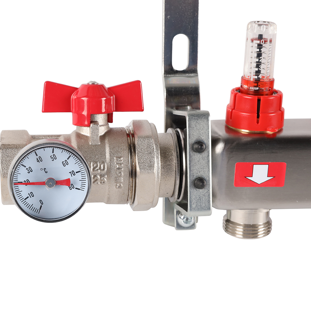 Коллектор из нержавеющей стали в сборе с расходомерами ROMMER 12 выходов