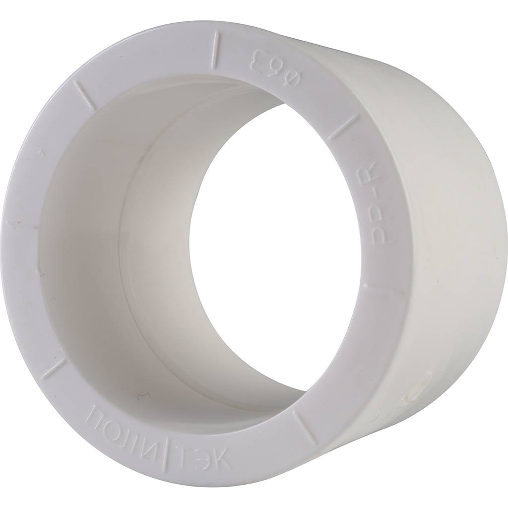 Муфта для полипропиленовых труб под сварку (цвет белый) Политэк d=63
