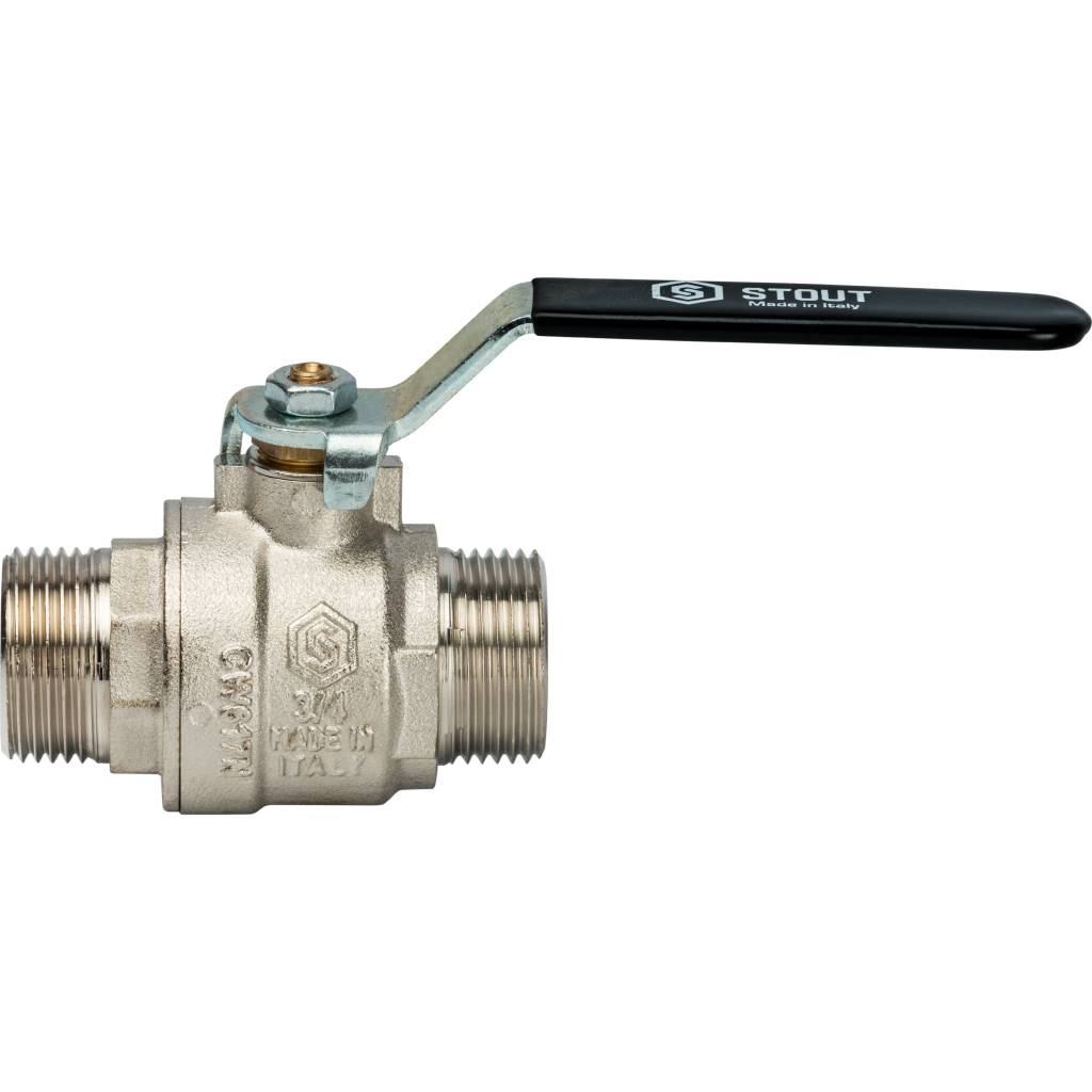 Кран шаровой STOUT полнопроходной, НР/НР, ручка рычаг 3/4, SVB-0005-000020