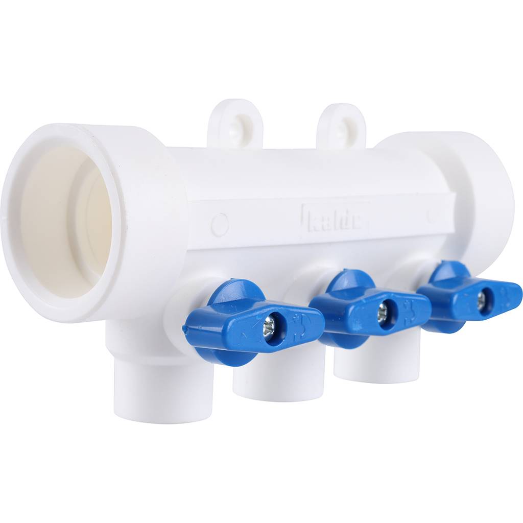 Коллектор с воздухоотводчиком и запорными кранами Kalde (3 выхода)