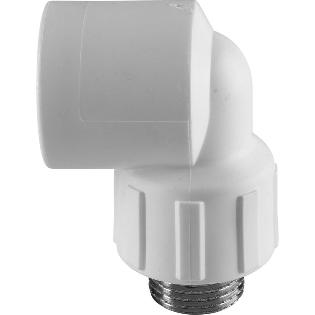 Угольник Политэк 25x3/4 с наружной резьбой для полипропиленовых труб под сварку (цвет белый), 9410002512