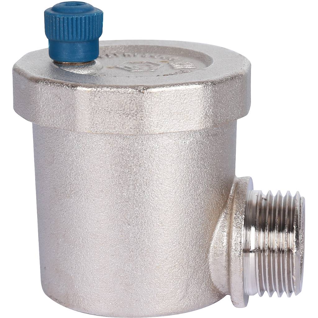 Воздухоотводчик автоматический вертикальный выпуск STOUT угл.подкл. нар.р. 1/2 никель