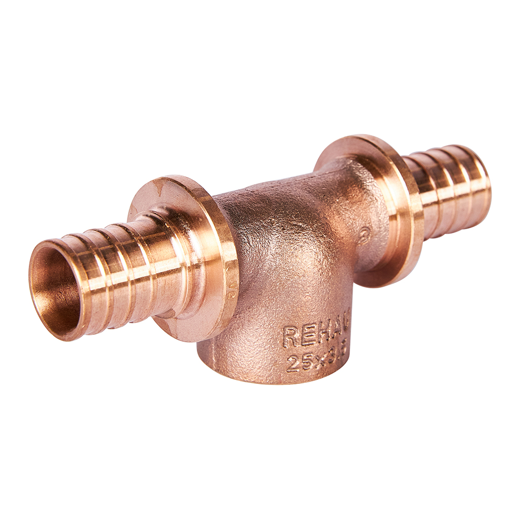 Тройник РЕХАУ RAUTITAN с внутренней резьбой на боковом проходе 25-Rp3/4-25 для труб из сшитого полиэтилена, 14562961001