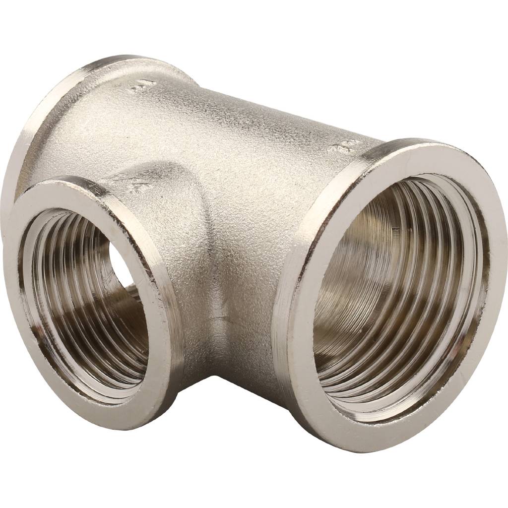 Тройник TIEMME ВВ никелированный 1х3/4х1 для стальных труб резьбовой, 1500224