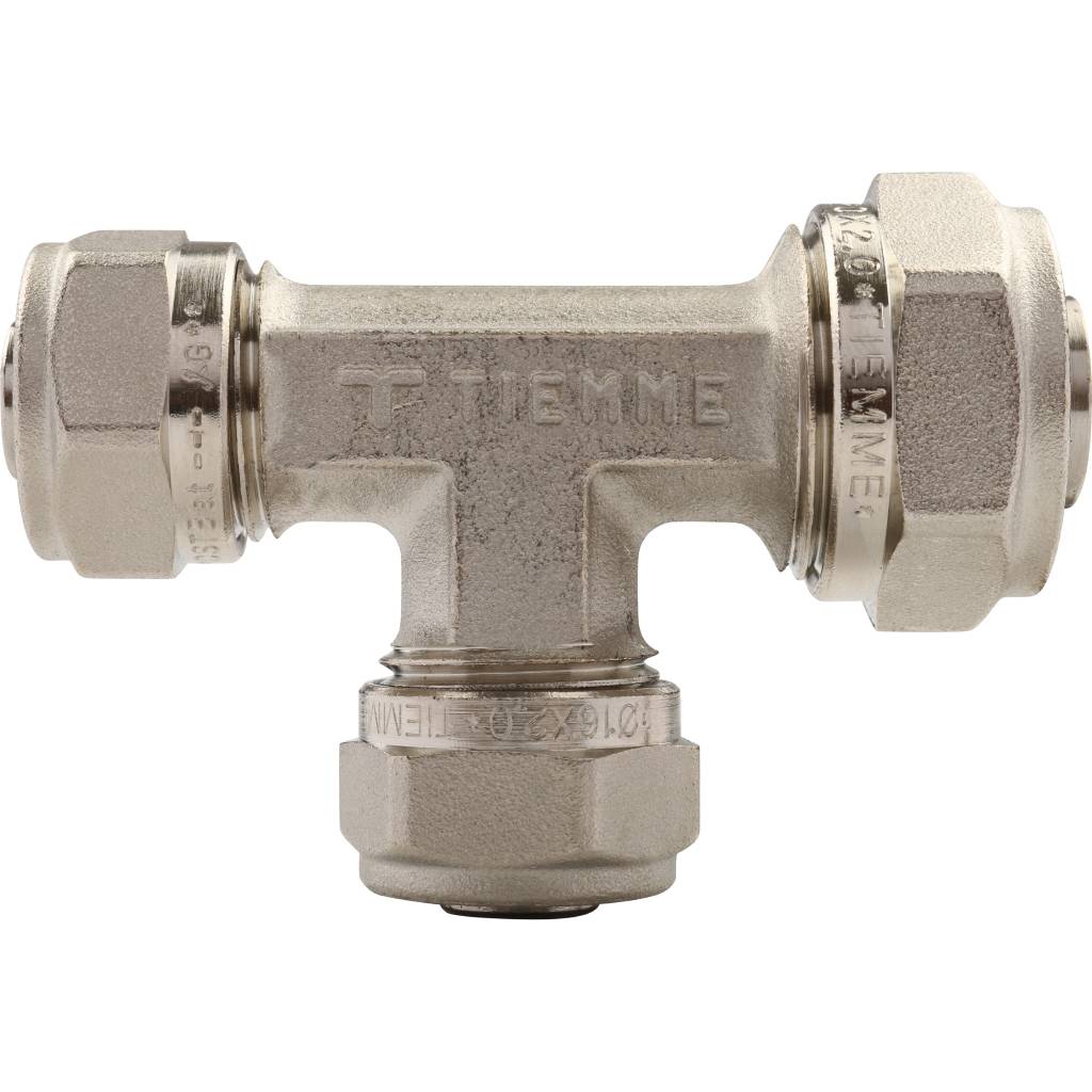 Тройник переходной TIEMME (20.2х16.2х16.2) для металлопластиковых труб винтовой, 1600044