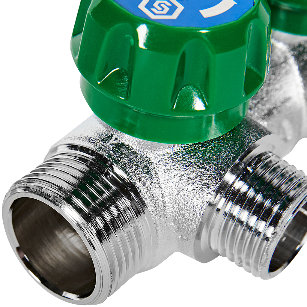 SMB-6850-341202 STOUT Коллектор регулирующий 3/4 , 2 отвода 1/2 под компрессионный фитинг для полимерных труб