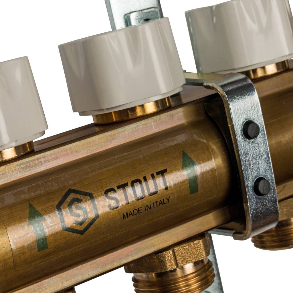 Распределительный коллектор из латуни с расходомерами STOUT 4 выхода, SMB 0473 000004