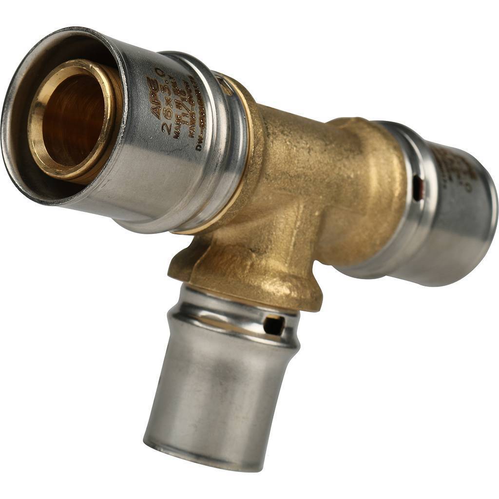 Тройник переходной STOUT 26х20х26 для металлопластиковых труб прессовой, SFP-0005-262026