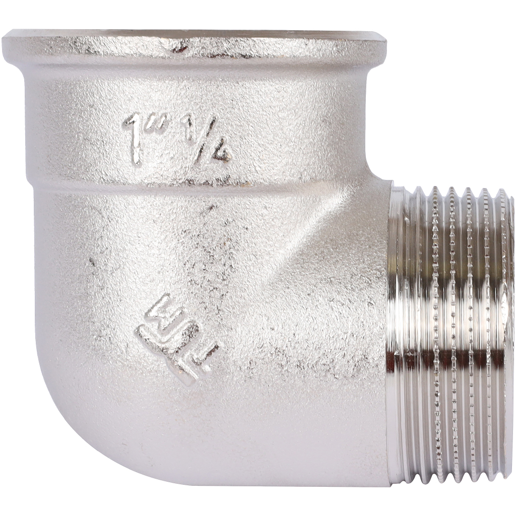 Угольник TIEMME НВ никелированный 1 1/4х1 1/4 для стальных труб резьбовой, 1500431