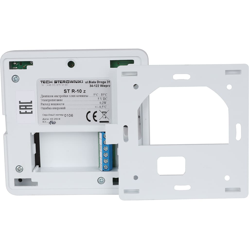Проводной комнатный терморегулятор белый TECH, R-10z