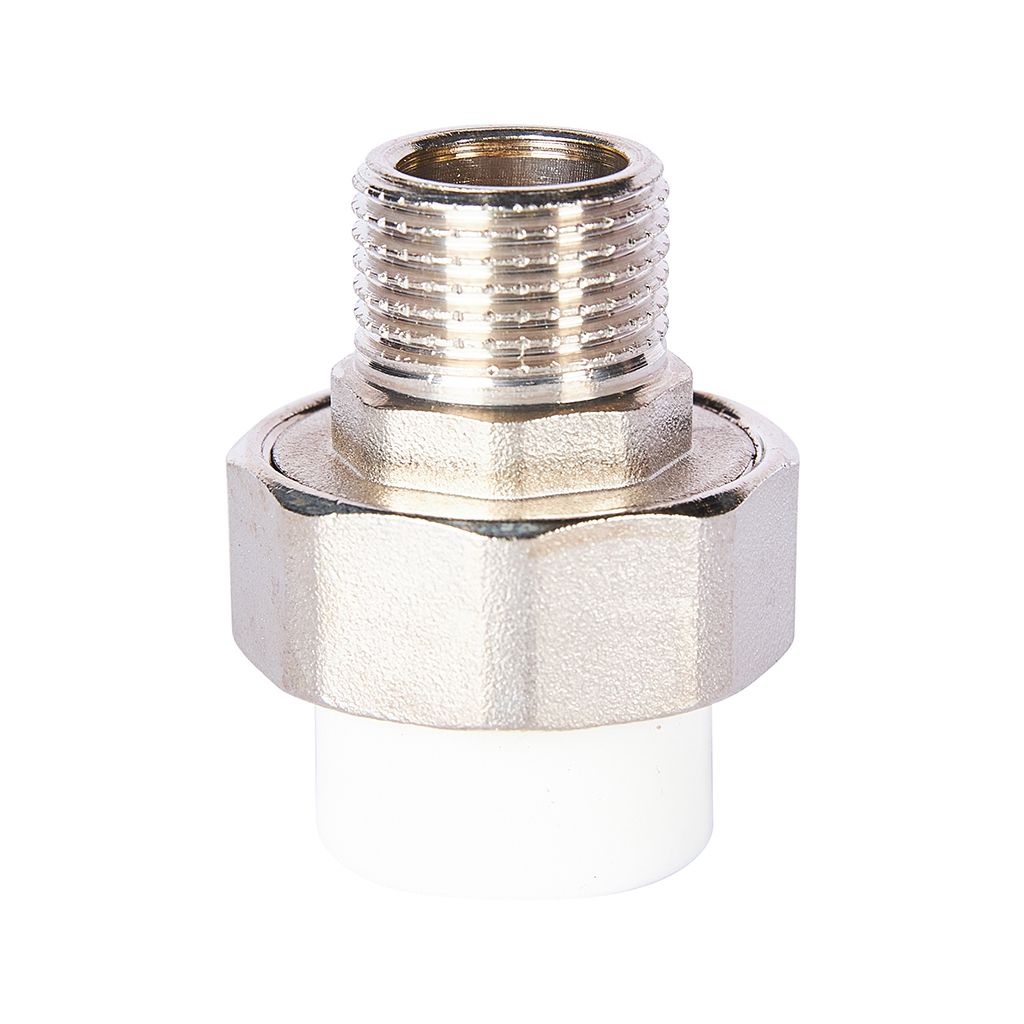 Муфта комбинированная Pro Aqua d=20-1/2 PP-R разъемная (американка) УСИЛЕННАЯ НР Белая