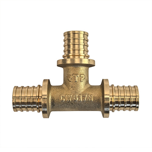 Тройник аксиальный, латунь,32, желтый, RTP