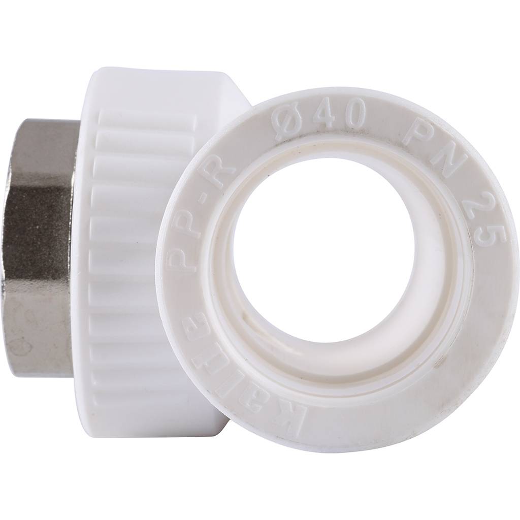 Тройник Kalde с внутренней резьбой 40x1 1/4 для полипропиленовых труб под сварку (цвет белый), 3222-tfo-401a40