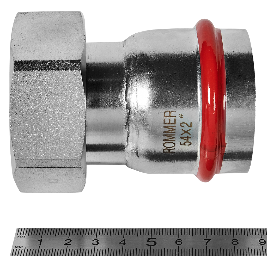 Переходник ROMMER с накидной гайкой-ВР 54х2 из нержавеющей стали прессовой