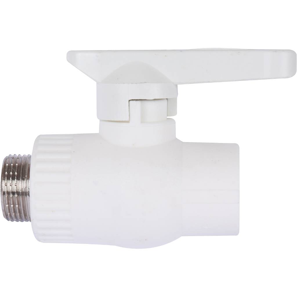 Кран шаровой Kalde комбинированный (наруж. резьба, 25х3/4 ) для полипропиленовых труб под сварку (цвет белый)