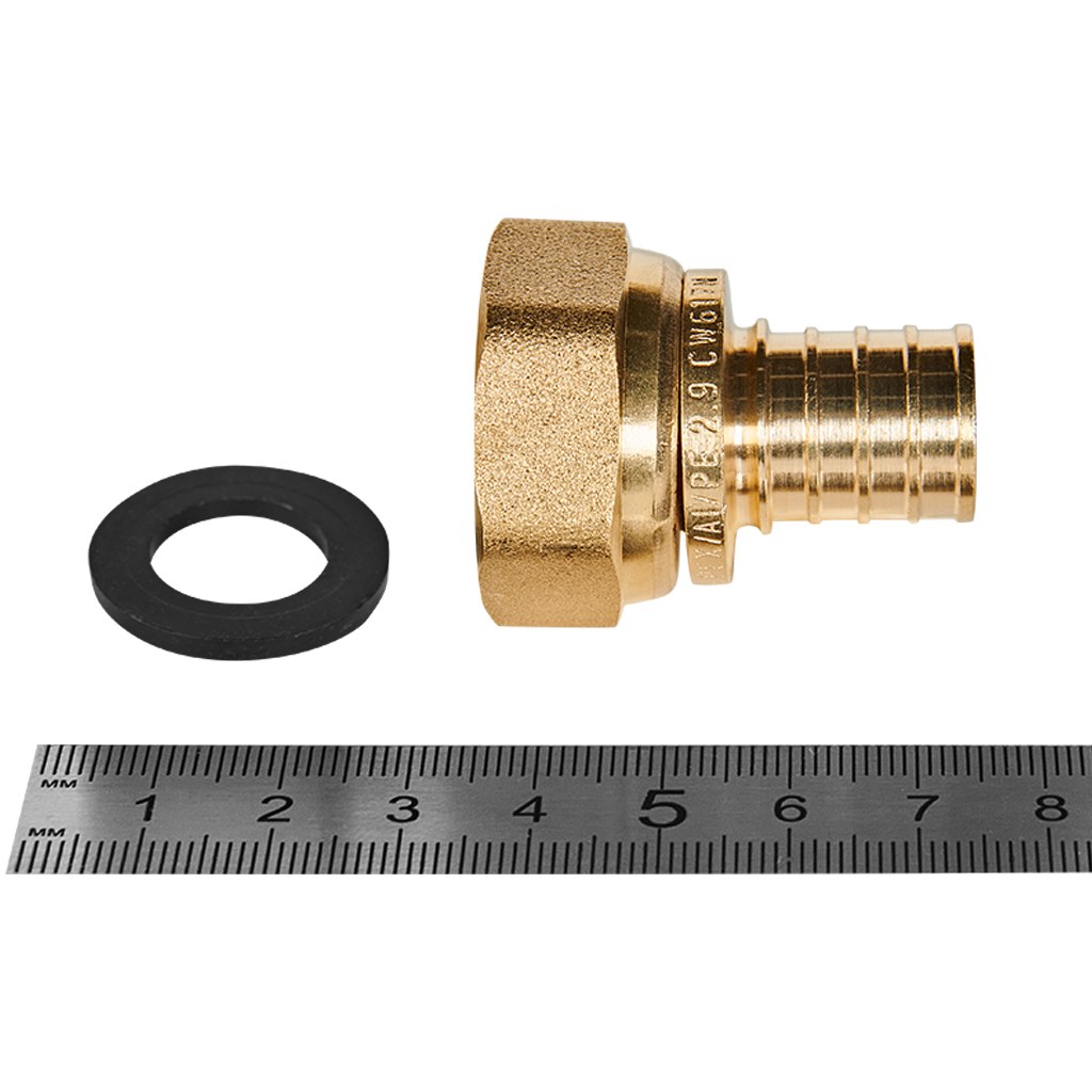 Переходник с накидной гайкой ROMMER 20xG 3/4 для труб из сшитого полиэтилена аксиальный