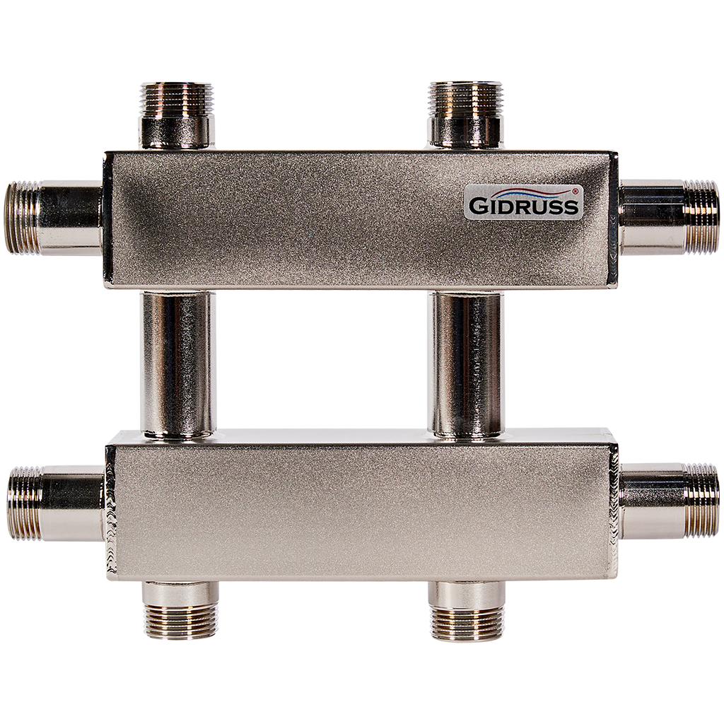 Модульный коллектор GIDRUSS MK 60А1T 20 нержавеющий с термоизоляцией MKSS-60-3DU.EPP (до 60 кВт, магистраль G 1, 3 контура G 1 )