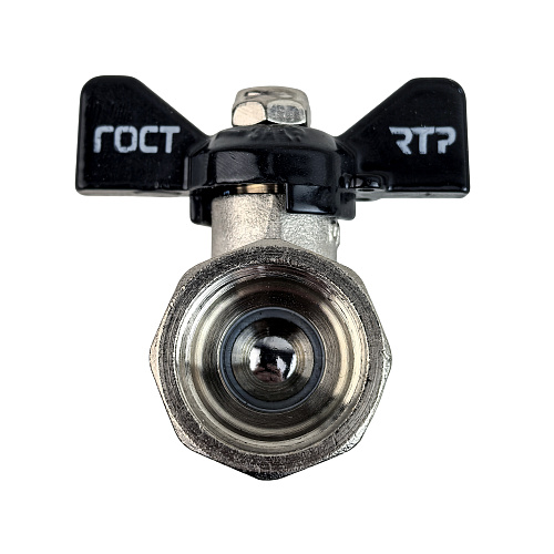 Кран шаровой ГОСТ ручка бабочка, латунь, внутренняя/внутренняя резьба 1,PN40 никель, RTP