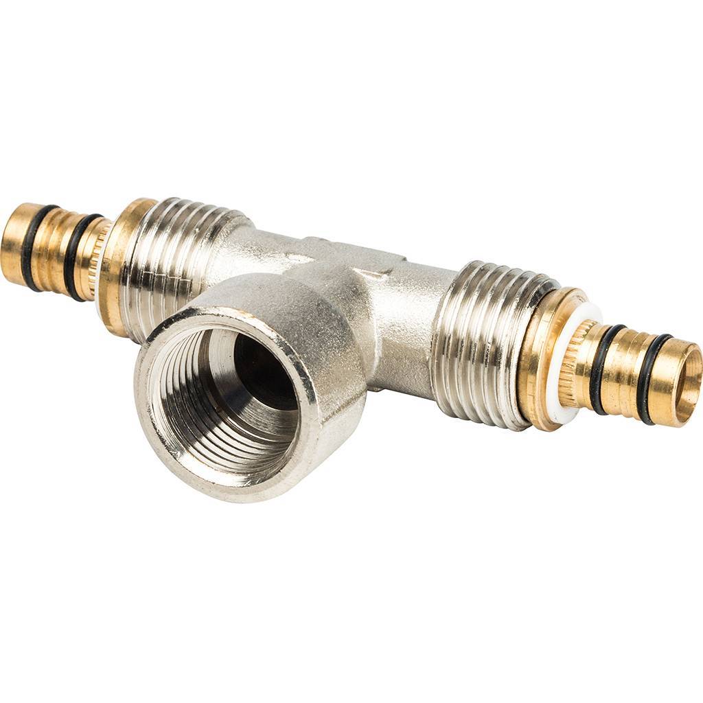 Тройник с внутр.резьбой Prandelli Multyrama (16х2,0х1/2) для металлопластиковых труб винтовой, 103.08.51.6