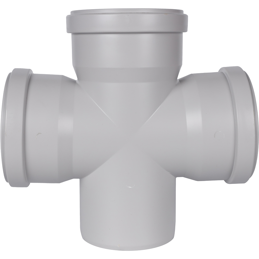 Крестовина одноплоскостная канализационная бесшумная STOUT D110х110х110/ 87,5°, SKB-0018-011087