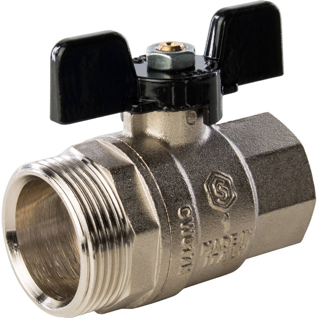 Кран шаровой полнопроходной STOUT ВР/НР, ручка бабочка 1, американка, SVB-0007-000025