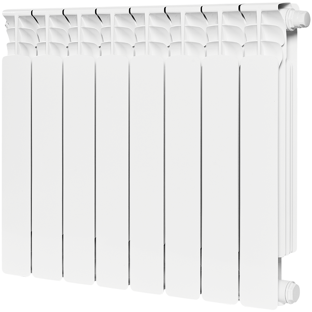 Радиатор биметаллический STOUT Space 500 8 секций нижнее правое подключение RAL9016, SRB-0320-050008