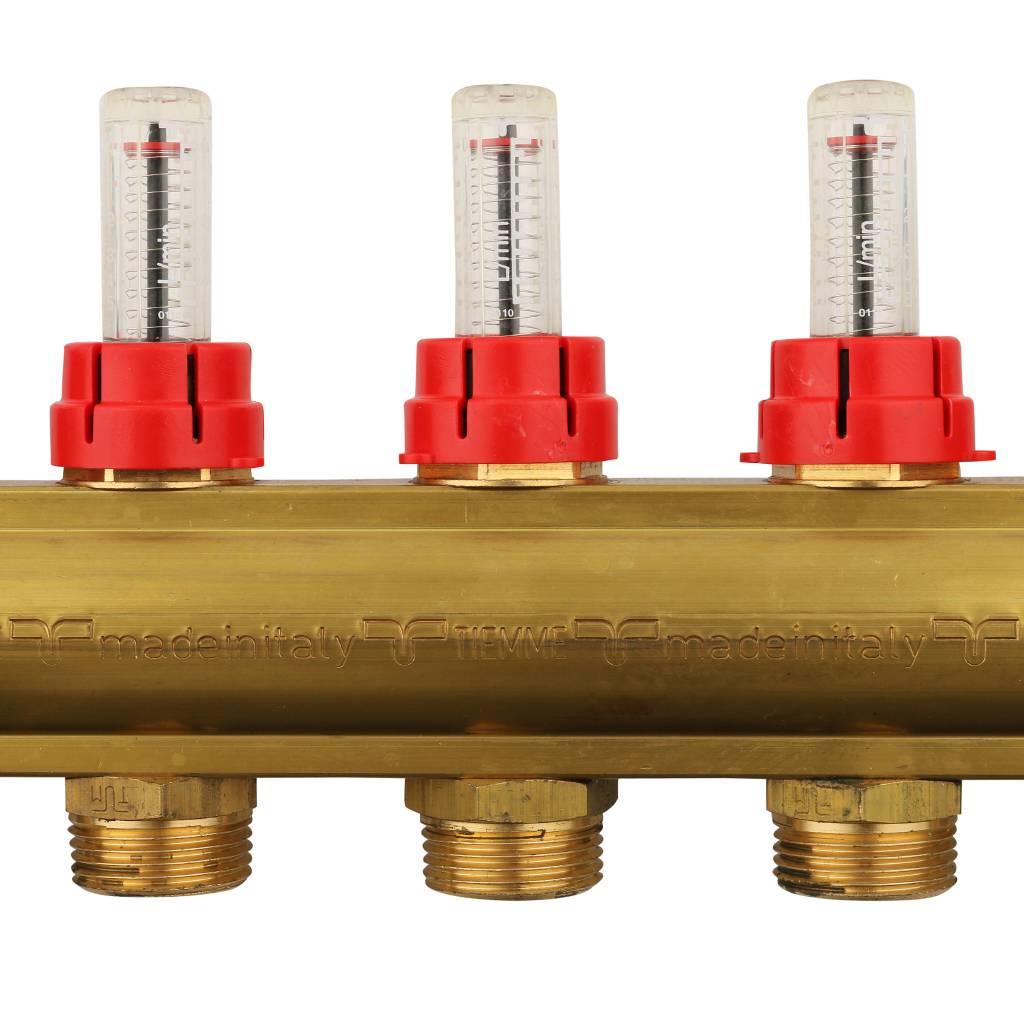 Коллектор в сборе с расходомерами на 7 выходов TIEMME 1х3/4 ЕК, 3870004(3871G060507)