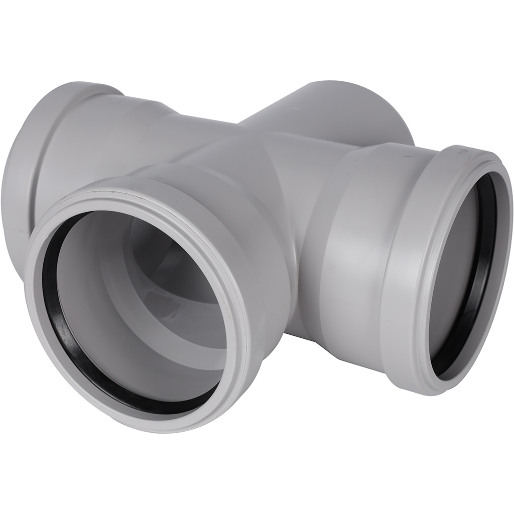 Крестовина одноплоскостная канализационная бесшумная STOUT D 110 х 110 х 110 / 87,5°