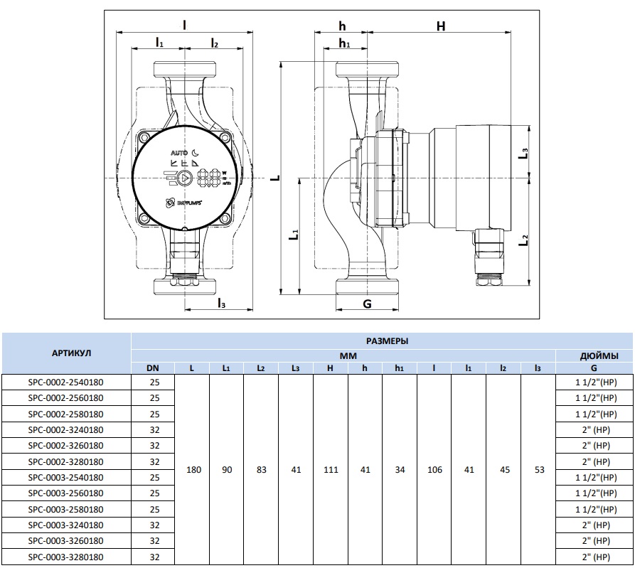 Насос циркуляционный STOUT mini 25/60-180, SPC-0002-2560180