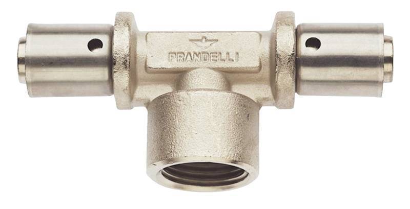 Тройник Prandelli Multyrama с внутренней резьбой (32х3,0)х1 для металлопластиковых труб прессовой, 109.08.13.2