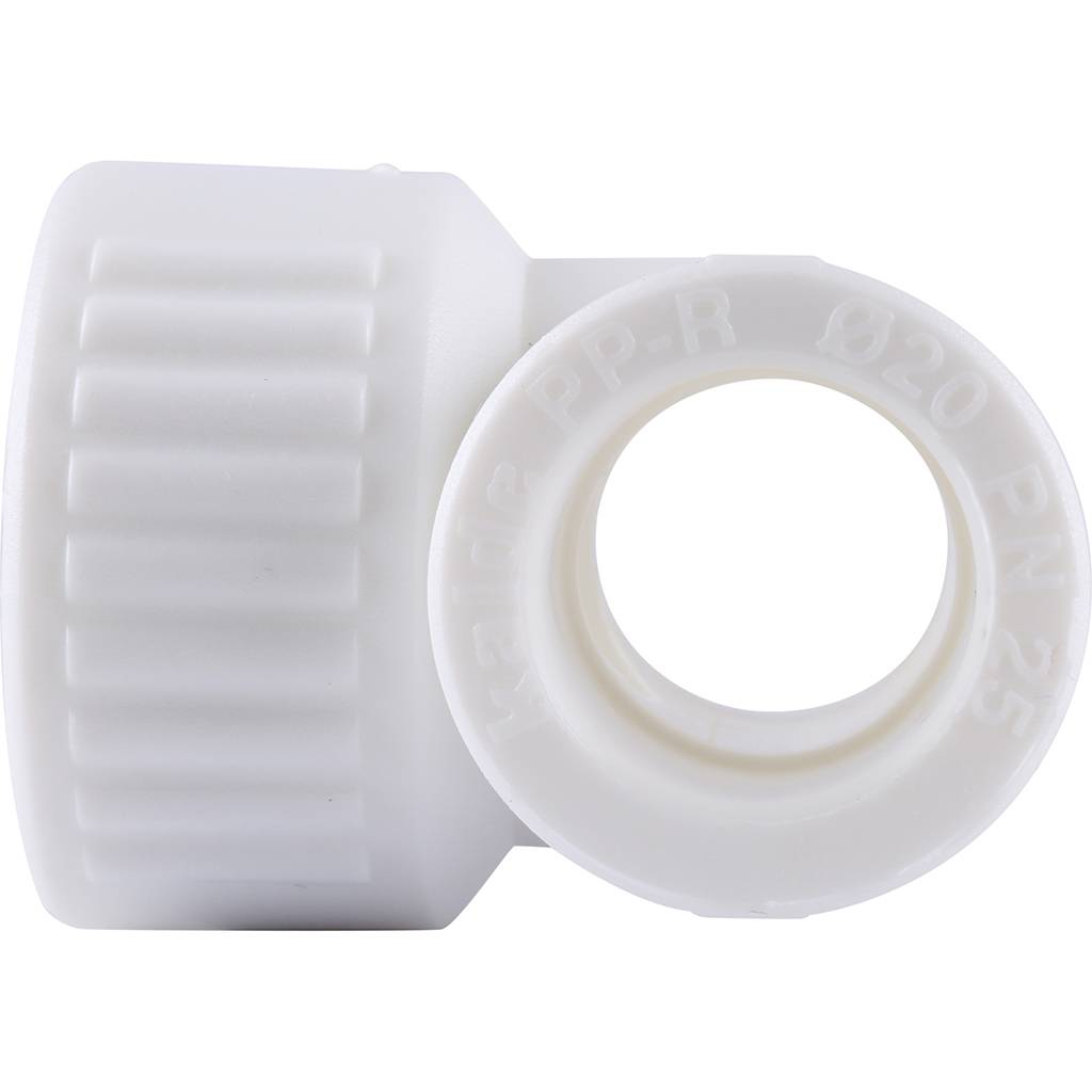 Тройник Kalde с внутренней резьбой 20х1/2 для полипропиленовых труб под сварку (цвет белый)