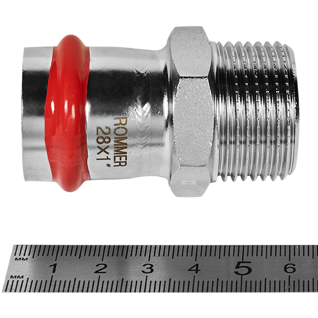 Переходник-НР ROMMER 28х1 из нержавеющей стали прессовой